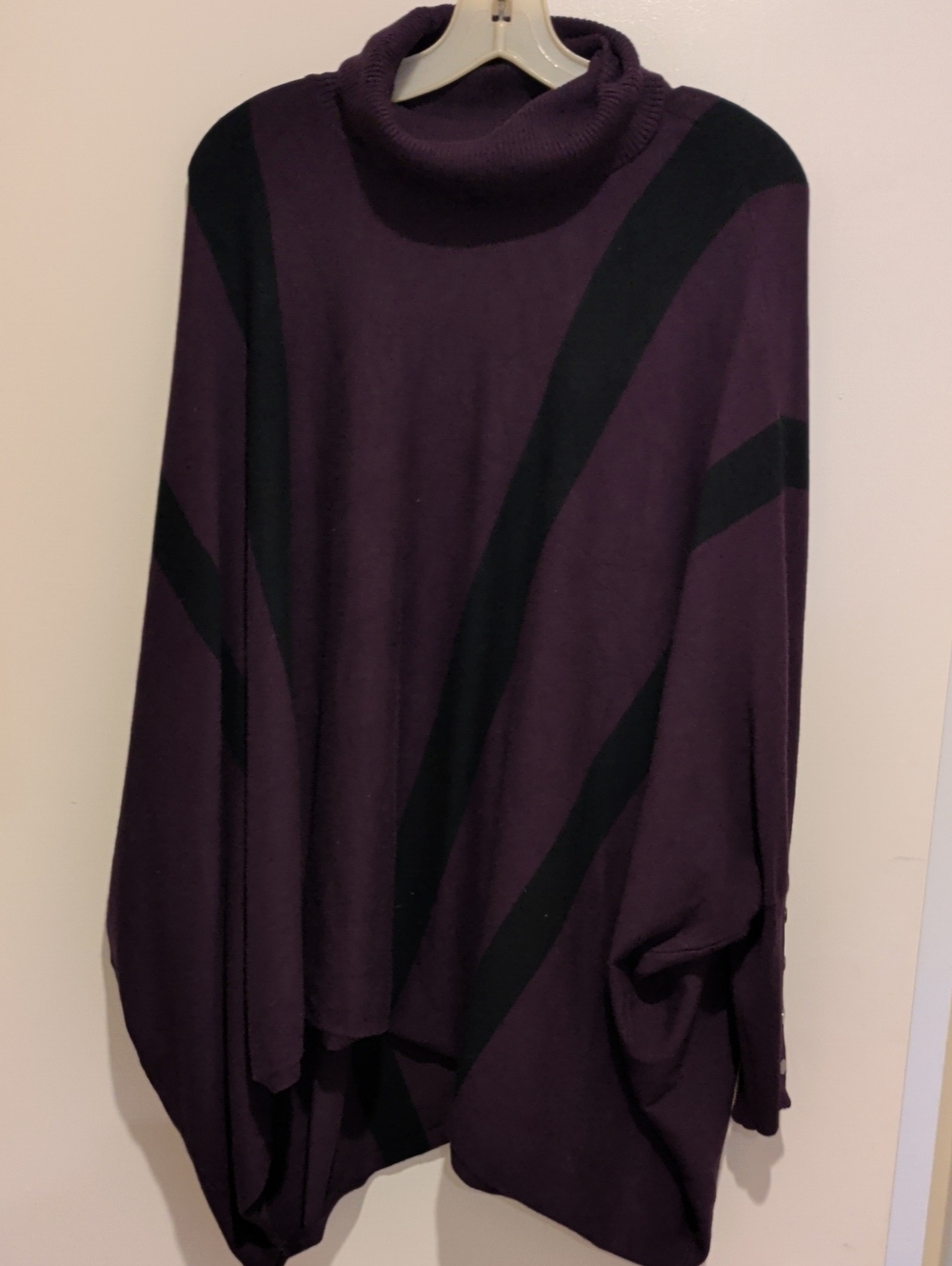 Alfani Purple and Black Cowl Neck Oversized Sweater